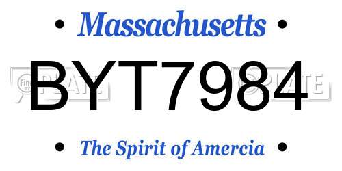 BYT7984 Massachusetts License Plate