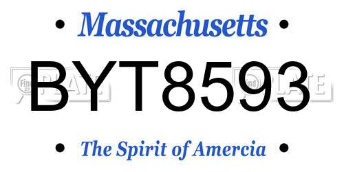 BYT8593 Massachusetts License Plate