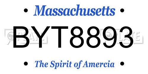 BYT8893 Massachusetts License Plate