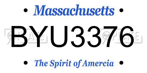 BYU3376 Massachusetts License Plate