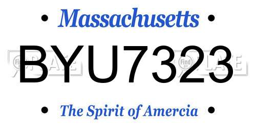 BYU7323 Massachusetts License Plate