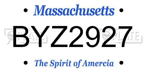BYZ2927 Massachusetts License Plate
