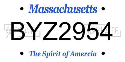 BYZ2954 Massachusetts License Plate
