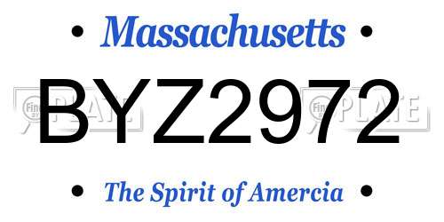 BYZ2972 Massachusetts License Plate