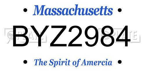 BYZ2984 Massachusetts License Plate