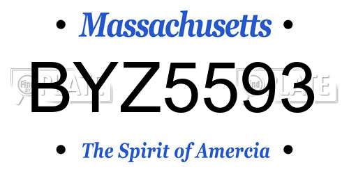 BYZ5593 Massachusetts License Plate