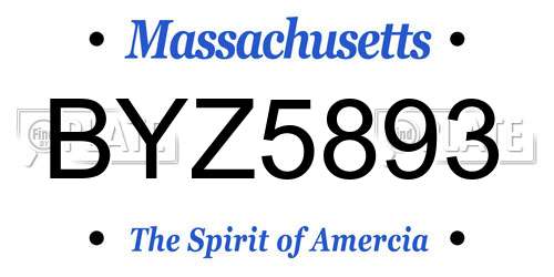 BYZ5893 Massachusetts License Plate