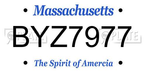 BYZ7977 Massachusetts License Plate