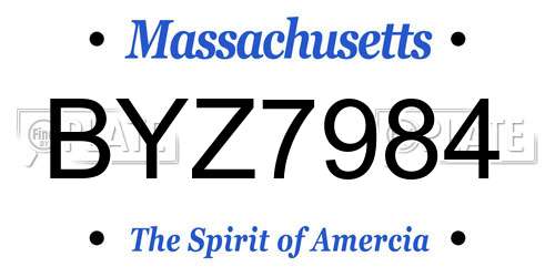 BYZ7984 Massachusetts License Plate