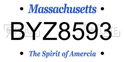BYZ8593 Massachusetts License Plate