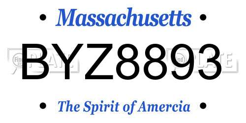 BYZ8893 Massachusetts License Plate