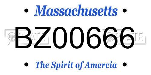 BZ00666 Massachusetts License Plate