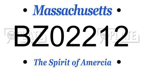 BZ02212 Massachusetts License Plate