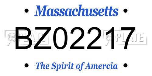 BZ02217 Massachusetts License Plate