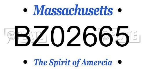 BZ02665 Massachusetts License Plate