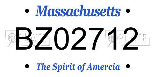 BZ02712 Massachusetts License Plate