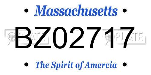 BZ02717 Massachusetts License Plate
