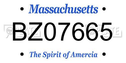 BZ07665 Massachusetts License Plate