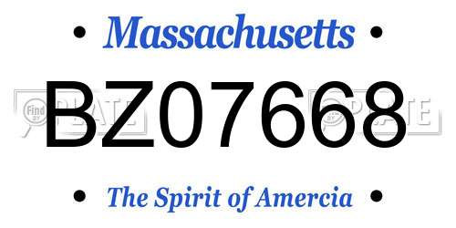 BZ07668 Massachusetts License Plate
