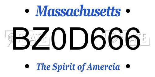BZ0D666 Massachusetts License Plate