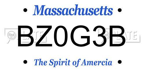 BZ0G3B Massachusetts License Plate