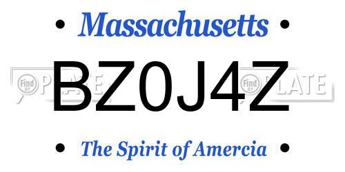BZ0J4Z Massachusetts License Plate