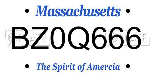 BZ0Q666 Massachusetts License Plate