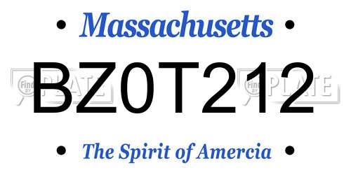 BZ0T212 Massachusetts License Plate
