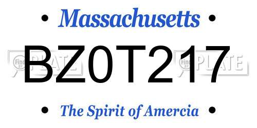 BZ0T217 Massachusetts License Plate