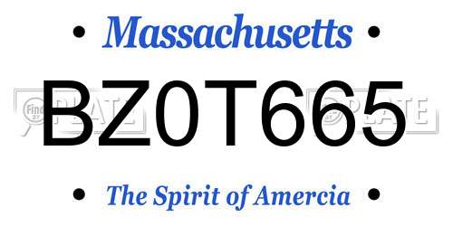 BZ0T665 Massachusetts License Plate