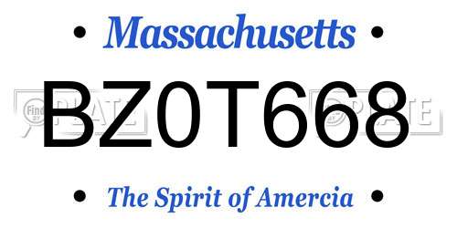 BZ0T668 Massachusetts License Plate
