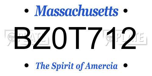 BZ0T712 Massachusetts License Plate
