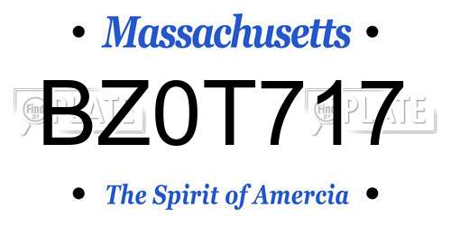 BZ0T717 Massachusetts License Plate