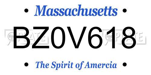 BZ0V618 Massachusetts License Plate