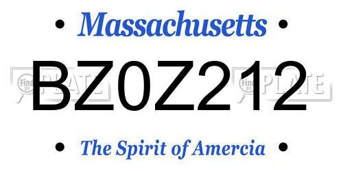 BZ0Z212 Massachusetts License Plate