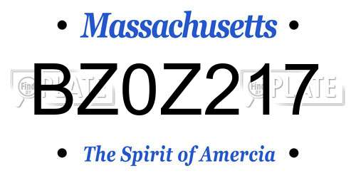 BZ0Z217 Massachusetts License Plate