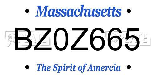 BZ0Z665 Massachusetts License Plate