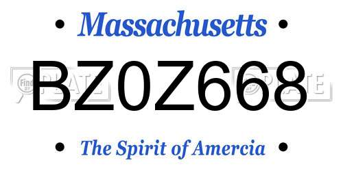 BZ0Z668 Massachusetts License Plate