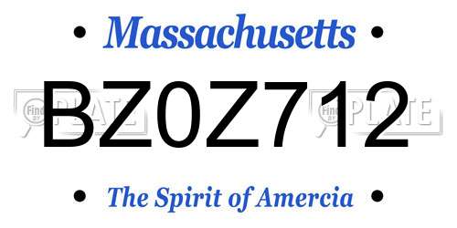 BZ0Z712 Massachusetts License Plate