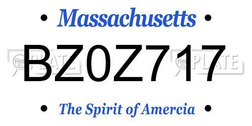 BZ0Z717 Massachusetts License Plate