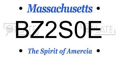 BZ2S0E Massachusetts License Plate