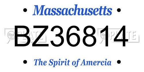 BZ36814 Massachusetts License Plate