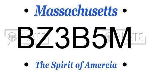 BZ3B5M Massachusetts License Plate