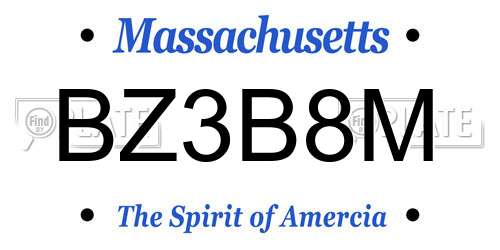 BZ3B8M Massachusetts License Plate