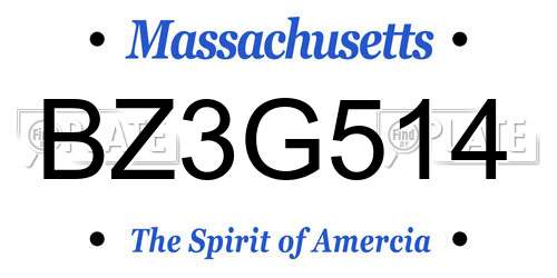 BZ3G514 Massachusetts License Plate