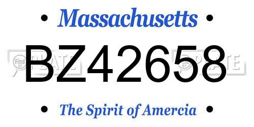 BZ42658 Massachusetts License Plate