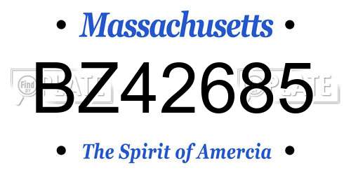 BZ42685 Massachusetts License Plate