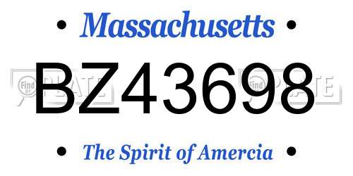 BZ43698 Massachusetts License Plate
