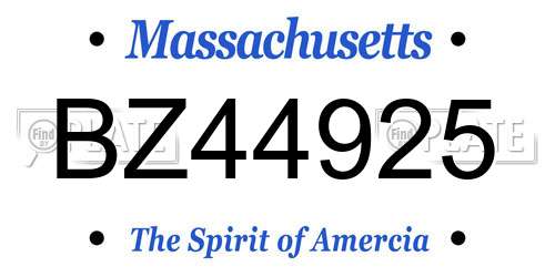 BZ44925 Massachusetts License Plate