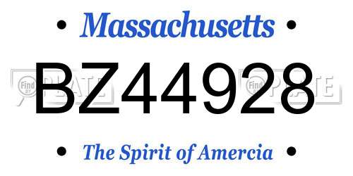 BZ44928 Massachusetts License Plate